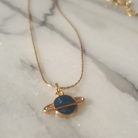 Jewelry - Saturn Space Planet Pendant Gold Necklace